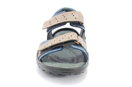 Męskie skórzane sandały - KENT 295 SZARO NIEBIESKIE