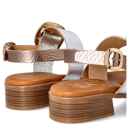 Eleganckie sandały ze skóry - OH! MY SANDALS 5609 ZŁOTO SREBRNE