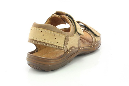 Męskie skórzane sandały - KENT 295 BRĄZOWE