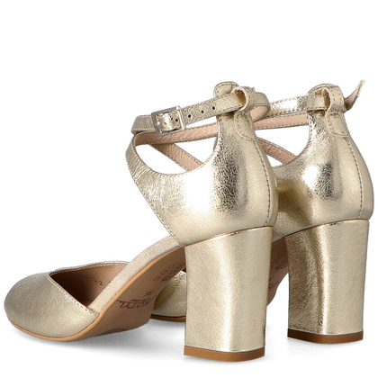 Czółenka z zapięciem - KOTYL 7101 ZŁOTY LICO