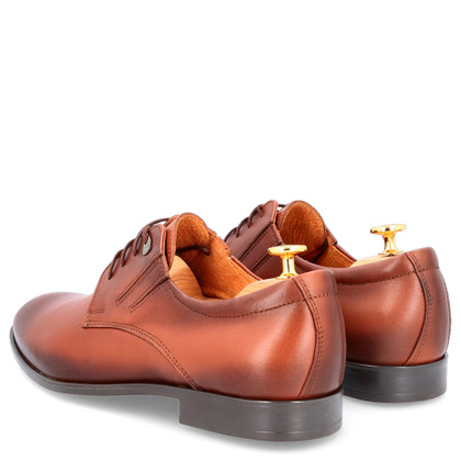 Półbuty skórzane męskie - LEADER 363-606 BRĄZOWE