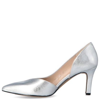 Szpilki z otwartym bokiem - KOTYL 3787 SREBRNE