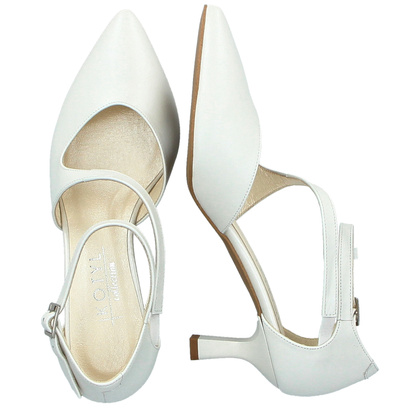 Ślubne buty na niskim obcasie - KOTYL 5441 ECRU PERŁOWE