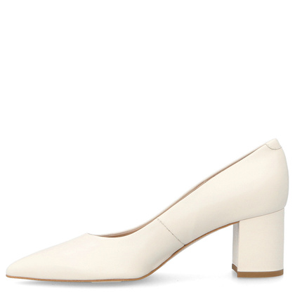 Skórzane czółenka na słupku - BRAVO MODA 0164 KREMOWE