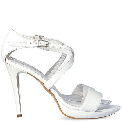 Sandały na szpilce - TYMOTEO PALME PERŁOWO BIAŁE