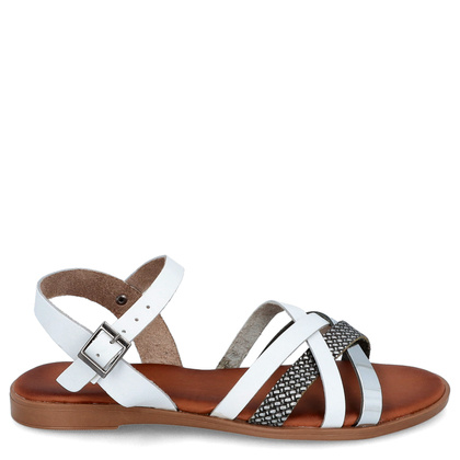 Wygodne sandały ze skóry - POTOCKI 24-64008WH BIAŁE