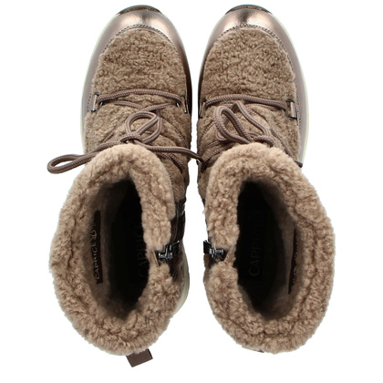 Śniegowce damskie z wiązaniem - CAPRICE 9-26222-43 ZŁOTE METALICZNE