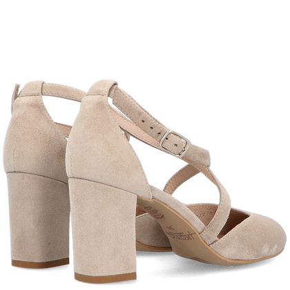 Taneczne czółenka ze skóry - KOTYL 7075 BEŻOWE