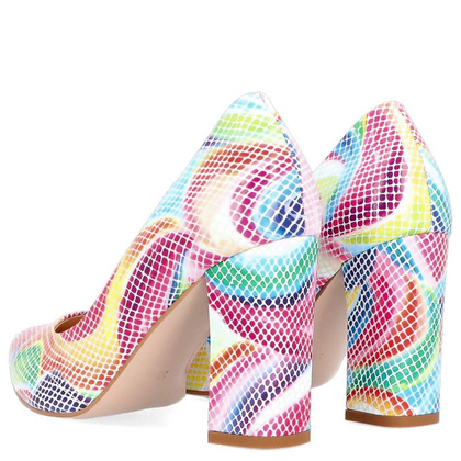 Skórzane czółenka na słupku - TYMOTEO DEAR KOLOROWE