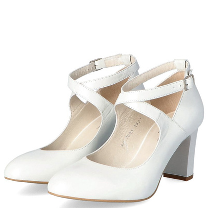 Pełne czółenka ślubne - KOTYL 7091 ECRU PERŁOWE