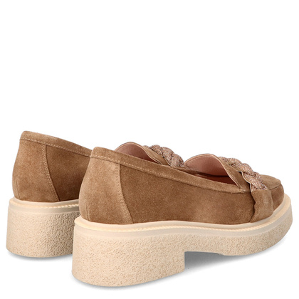 Skórzane mokasyny z ozdobą - TYMOTEO L1054 BRĄZOWE