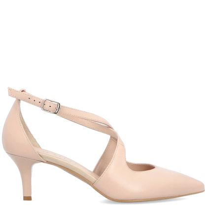 Buty ślubne na niskiej szpilce - KOTYL 5419 BEŻOWE