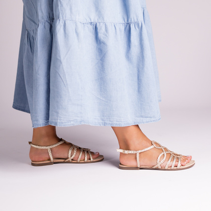 Skórzane płaskie sandałki - GIOSEPPO 71746 ZŁOTE