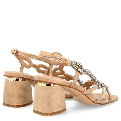 Hiszpańskie sandały na słupku - ALMA EN PENA V240715 BEŻOWE