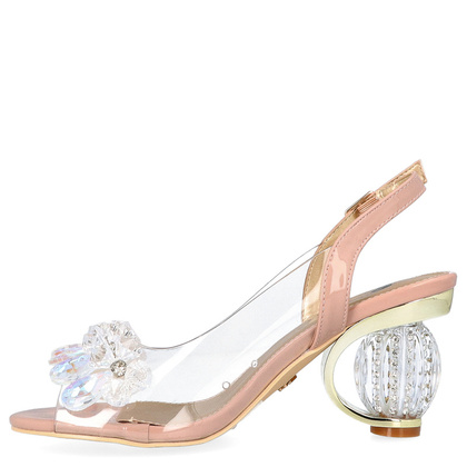 Sandały na modnym obcasie - SCAVIOLA H-06 RÓŻOWE