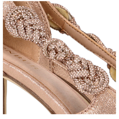 Szpilki z odkrytymi palcami - MENBUR 23822 ZŁOTY RÓŻ