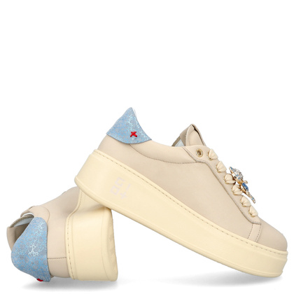 Sneakersy skórzane premium - GIO+ PIA312A BEŻOWE