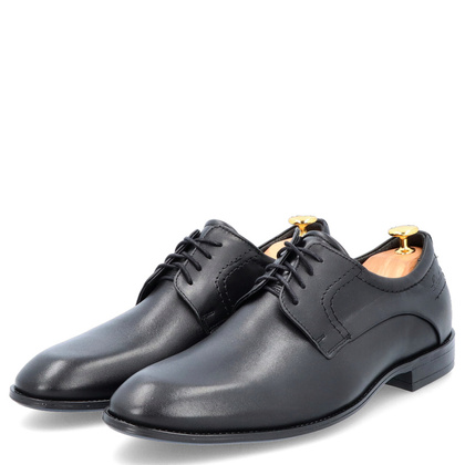 Skórzane półbuty wizytowe - LEADER 396-459 CZARNE