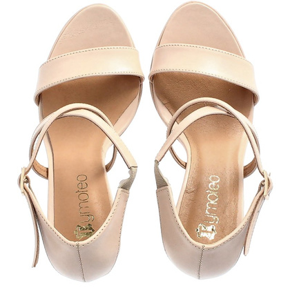 Sandały na szpilce - TYMOTEO PALME BEŻOWE