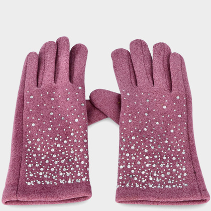 Kaszmirowe rękawiczki damskie z obsługą ekranów - TYMOTEO LOVE R02 FIOLETOWE