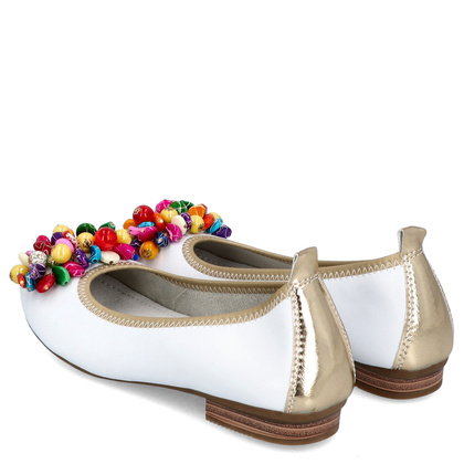 Skórzane baleriny z ozdobą - FILIPPO DP6159/25 BIAŁE