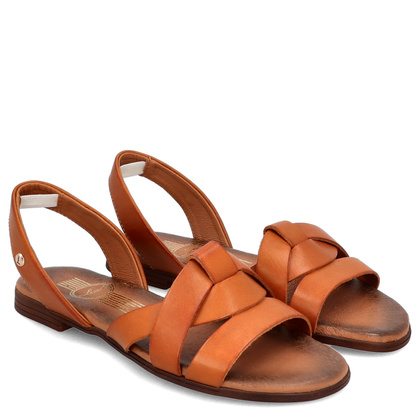 Płaskie sandały skórzane - LEMAR 40185 BRĄZOWE