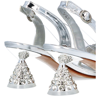 Sandały na ozdobnym obcasie - SCAVIOLA S-145 SREBRNE