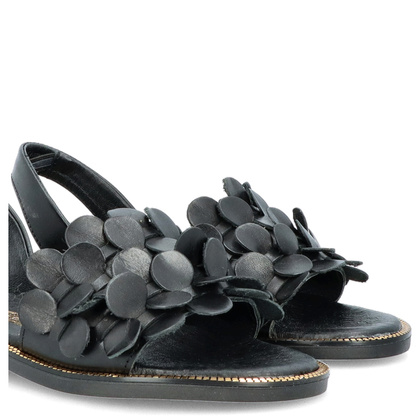 Damskie sandały ze skóry - LEMAR 40425 CZARNE