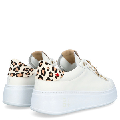 Sneakersy skórzane premium - GIO+ PIA354A BIAŁE PANTERKA
