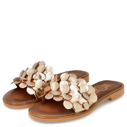 Klasyczne klapki ze skóry - LEMAR 40381 ZŁOTE