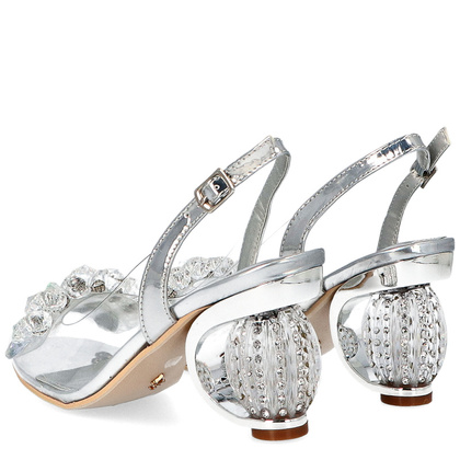 Sandały na modnym obcasie - SCAVIOLA H-05 SREBRNE