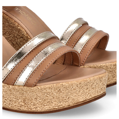 Sandały damskie na koturnie - TYMOTEO M2148 BEŻOWO ZŁOTE