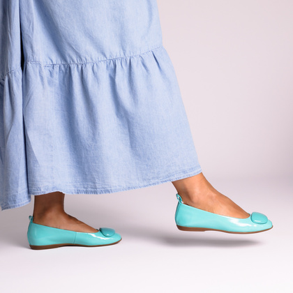 Hiszpańskie baleriny ze skóry lakierowanej - WONDERS A-86120 MORSKIE