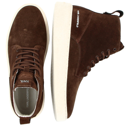 Trampki męskie za kostkę - KARL LAGERFELD FLINT KL53352A BRĄZOWE