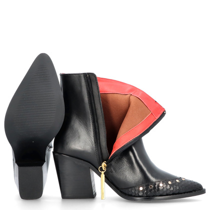 Skórzane kowbojki na słupku - GIOSEPPO 73577 CZARNE