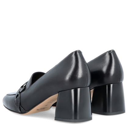 Skórzane półbuty na obcasie - KOTYL 2913 CZARNE