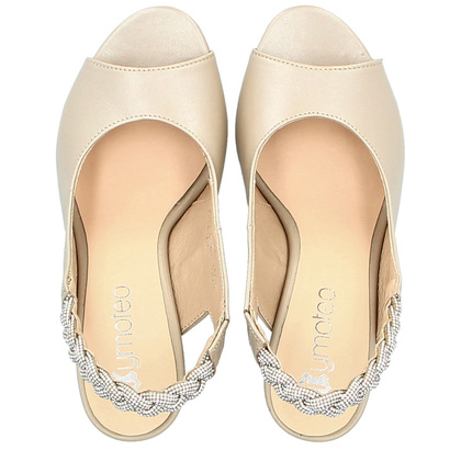 Eleganckie sandałki z odkrytą piętą - TYMOTEO 2387 PERŁOWE