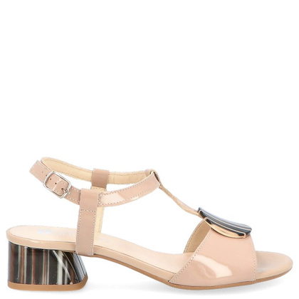 Eleganckie sandały z ozdobą - TYMOTEO GABI BEŻOWE