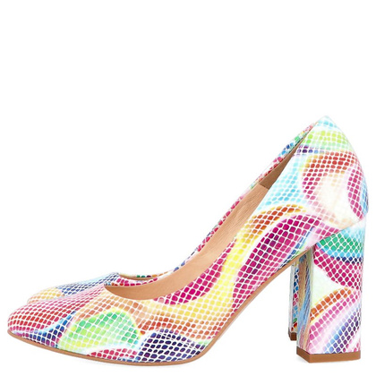 Skórzane czółenka na słupku - TYMOTEO DEAR KOLOROWE