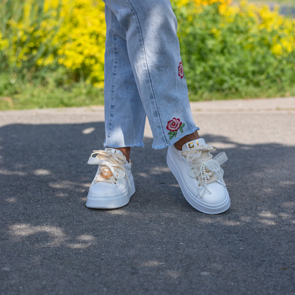 Sneakersy skórzane premium - GIO+ PIA356A BIAŁE