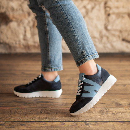 Hiszpańskie sneakersy premium - WONDERS A-2476 GRANATOWE