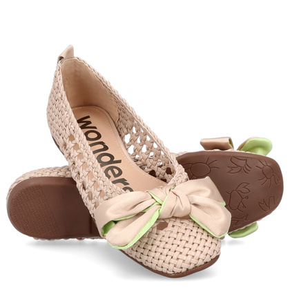Hiszpańskie baleriny z kokardką - WONDERS CH-1001 BEŻOWE