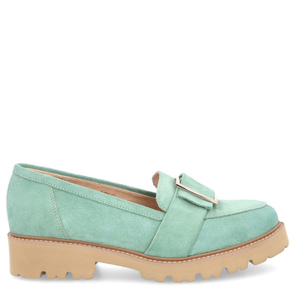 Skórzane półbuty z klamrą - TYMOTEO M2144 ZIELONE