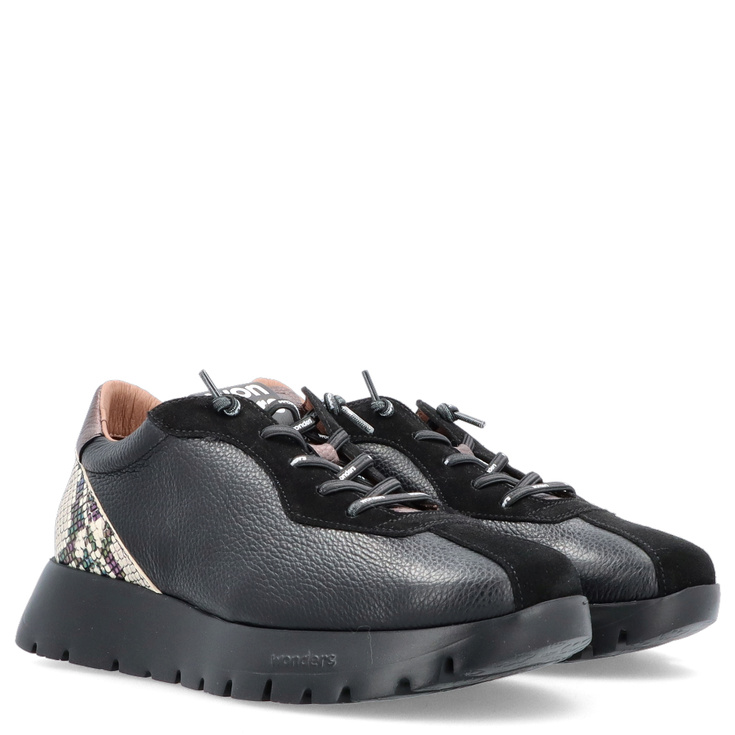 Hiszpańskie sneakersy premium - WONDERS A-2495 CZARNE