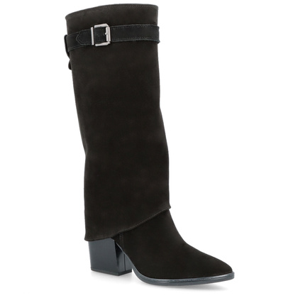 Wysokie kowbojki ze skóry - TYMOTEO G1071 CZARNE