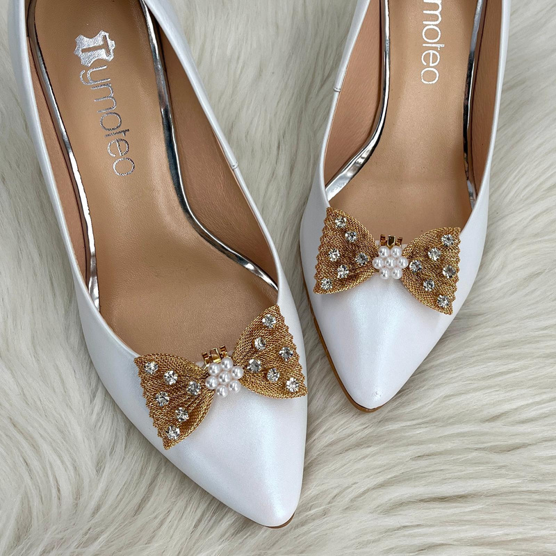 Klipsy do butów błyszczące kokardki - TYMOTEO LOVE T57 ZŁOTE