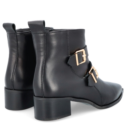 Skórzane botki z klamrami - TYMOTEO 2165 CZARNE