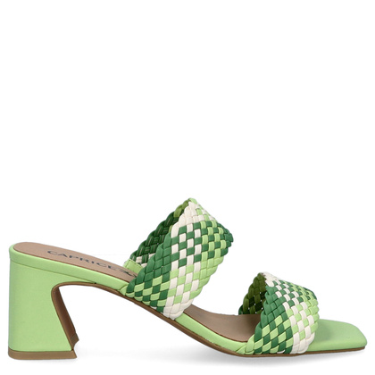 Stylowe klapki na obcasie - CAPRICE 9-27213-42 ZIELONE