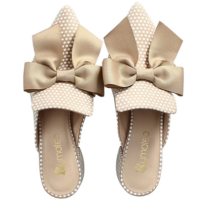 Klapki z kokardą w groszki - TYMOTEO UTTI BEŻOWE