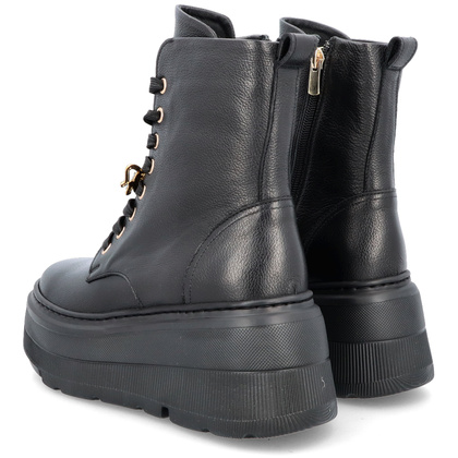 Skórzane workery na platformie - KARINO 5329 CZARNE